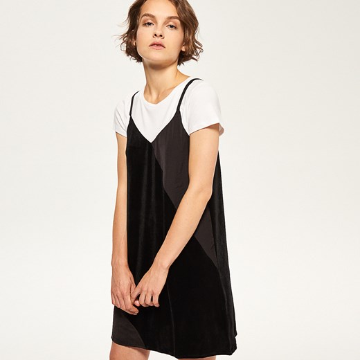 Reserved - Sukienka z łączonych materiałów - Wielobarwn czarny Reserved M 