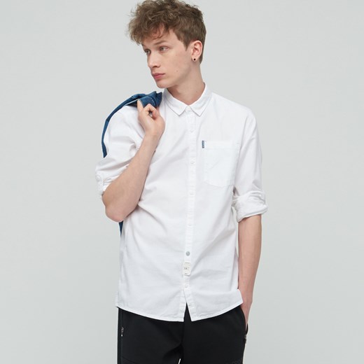 Cropp - Bawełniana koszula z kontrastową kieszenią - Biały bialy Cropp S 