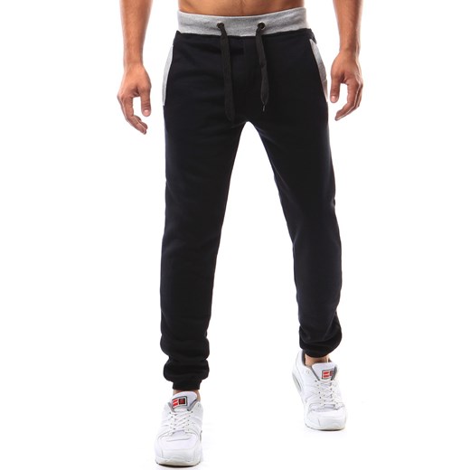 Spodnie męskie dresowe czarne (ux0955) czarny Dstreet L  promocyjna cena 