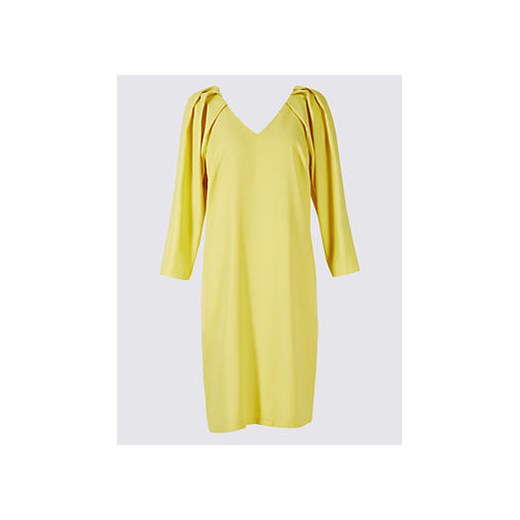 Pleated 3/4 Sleeve Tunic Midi Dress  zolty Marks & Spencer  Marks&Spencer