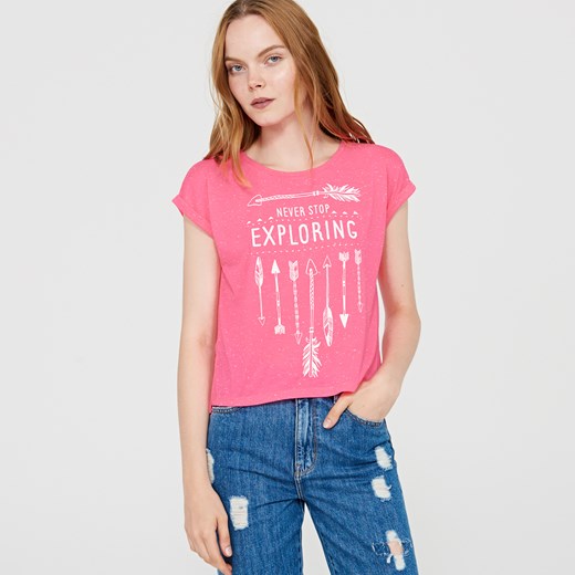 Cropp - Ladies` t-shirt - Pomarańczowy rozowy Cropp S 