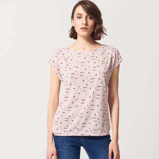 Mohito - Koszulka z brokatowym połyskiem - Różowy