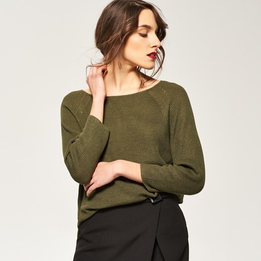 Reserved - Sweter z zarysowanym splotem - Zielony