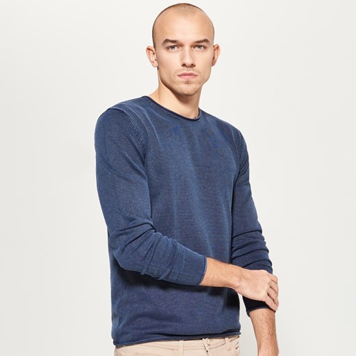 Reserved - Sweter z zarysowaną fakturą - Granatowy
