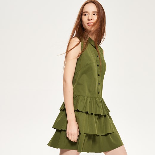 Reserved - Sukienka z falbankami - Zielony