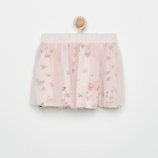 Reserved - Tiulowa spódnica w kwiaty - Różowy