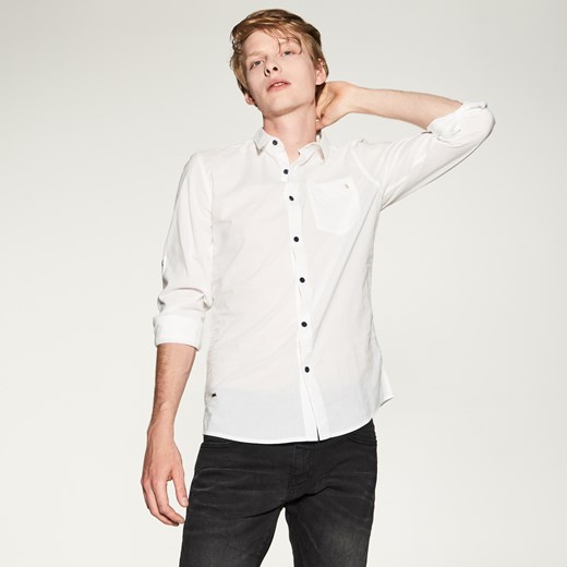 House - Koszula z guzikami w kontrastowym kolorze - Biały