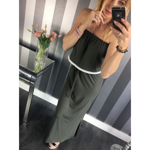 S78 Sukienka Hiszpanka koronka MAXI Khaki Lula Pracownia Lula