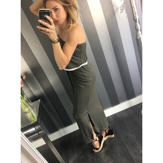 S78 Sukienka Hiszpanka koronka MAXI Khaki Lula Pracownia Lula