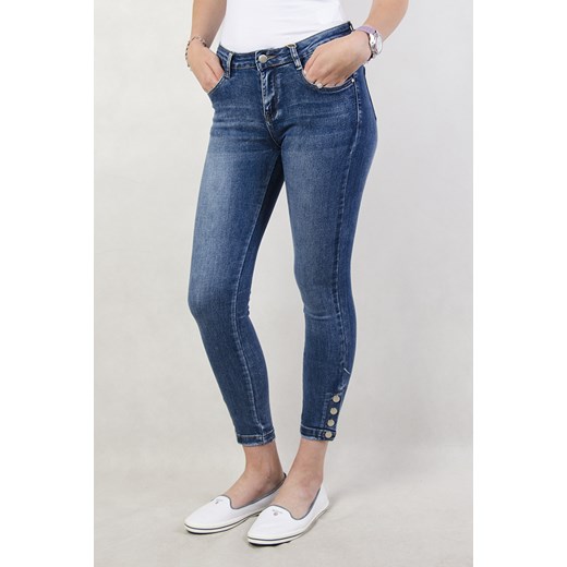 Spodnie jeansowe z zatrzaskami przy nogawce   XS olika.com.pl