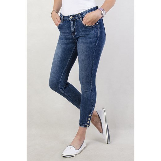 Spodnie jeansowe z zatrzaskami przy nogawce   XL olika.com.pl