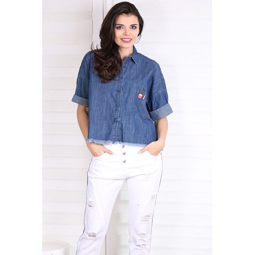 Koszula Jeans niebieska Model MIRANDA Romaboma niebieski S okazyjna cena  