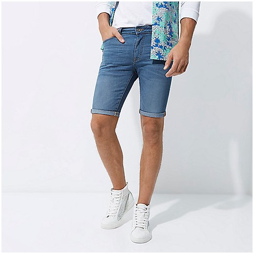 Light blue skinny fit denim shorts 