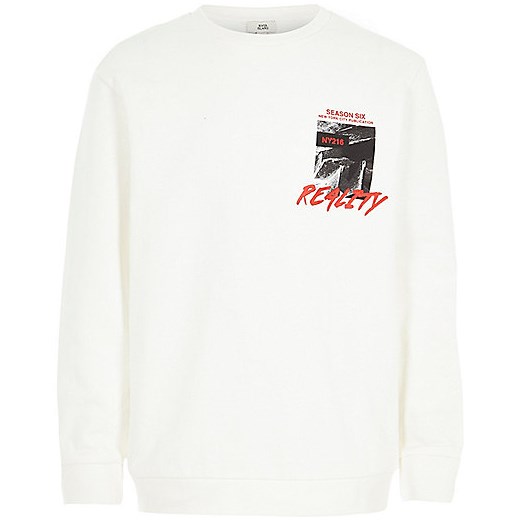 Boys cream 'reality' print sweatshirt 