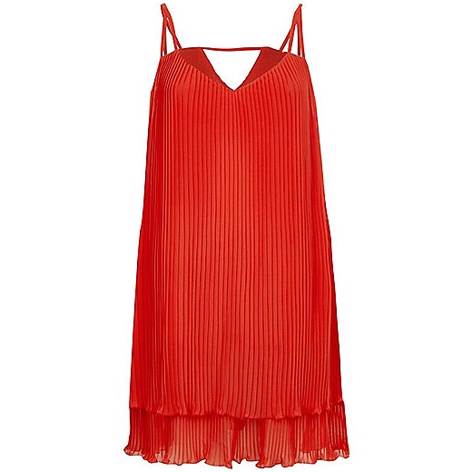 Red pleated cami slip dress 