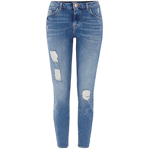 Mid blue Alannah ripped relaxed skinny jeans 