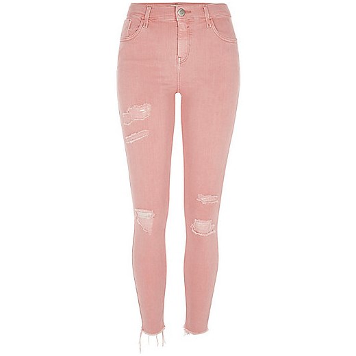 Pink Amelie ripped super skinny jeans 