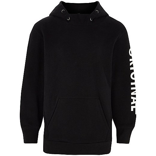 Boys black 'original' sleeve print hoodie 