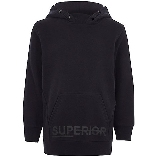 Boys navy 'superior' brushed jersey hoodie 