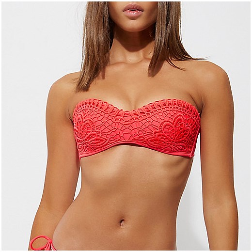 Red crochet balconette bikini top 