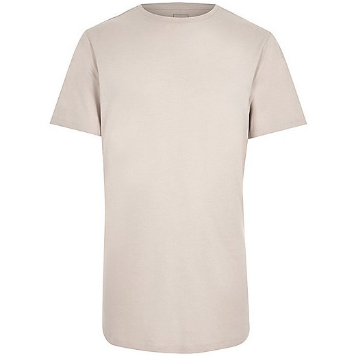 Cream slim fit curved hem T-shirt 