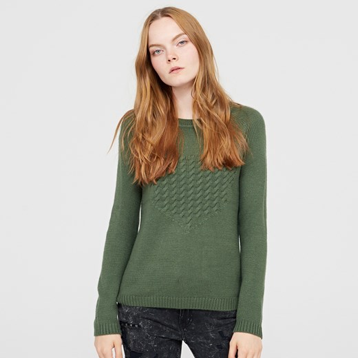 Cropp - Miękki sweter z grubym splotem - Zielony szary Cropp L 