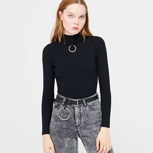 Cropp - Sweter z metalową ozdobą - Czarny czarny Cropp L 