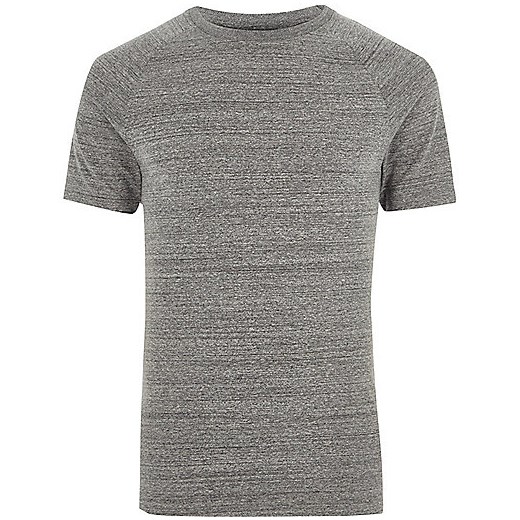 Grey marl muscle fit raglan T-shirt   River Island  