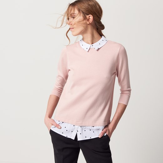 Mohito - Sweter z elementami koszuli - Różowy Mohito  M 