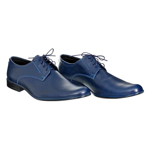 PÓŁBUTY MĘSKIE SKÓRZANE GRANAT niebieski Family Shoes 42 