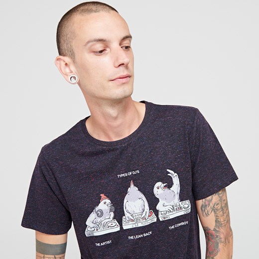 Cropp - T-shirt gołębie rządzą - Czarny szary Cropp XL