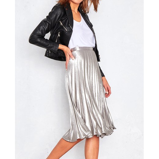 Srebrna plisowana spódnica You You You &you Jeans kamfashion.pl