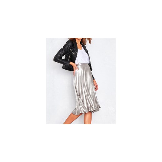 Srebrna plisowana spódnica You You You &you Jeans kamfashion.pl