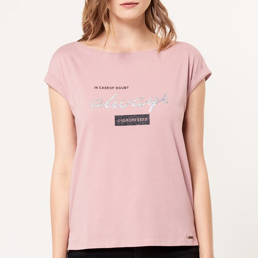 Mohito - Koszulka z cekinową aplikacją - Różowy rozowy Mohito XL 