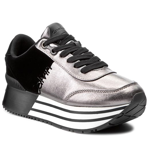 Sneakersy CALVIN KLEIN JEANS - Carlita R0689  Pewter/Black Calvin Klein czarny 38 eobuwie.pl