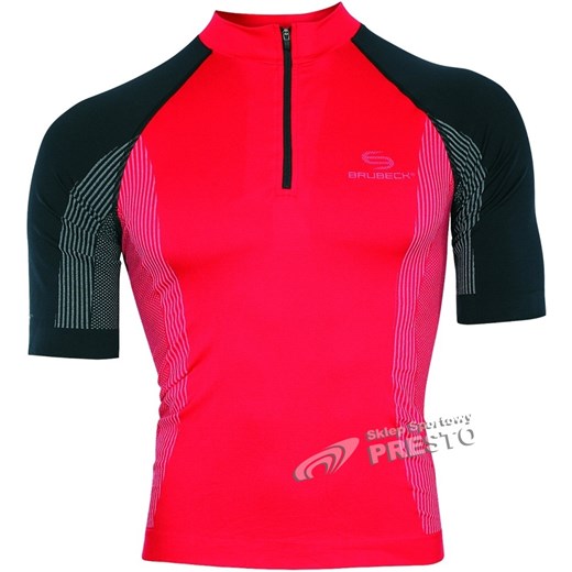 Koszulka rowerowa termoaktywna męska Brubeck SS00711 - czerwono-czarny 