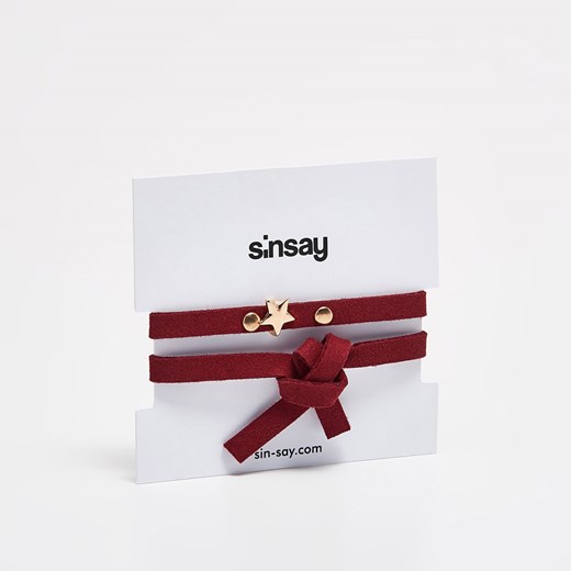 Sinsay - Welurowa bransoletka - Brązowy Sinsay czerwony One Size 