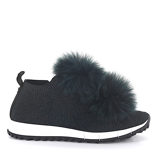 Jimmy Choo Sneakersy low Norway stretcz czarne świecące futro zielone Jimmy Choo szary 38 Budapester.com