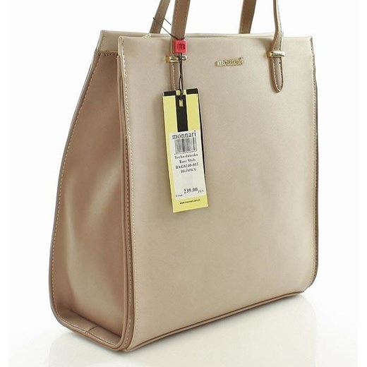 MONNARI Klasyczna torebka shopper bag beżowy  Monnari One Size merg.pl promocja 