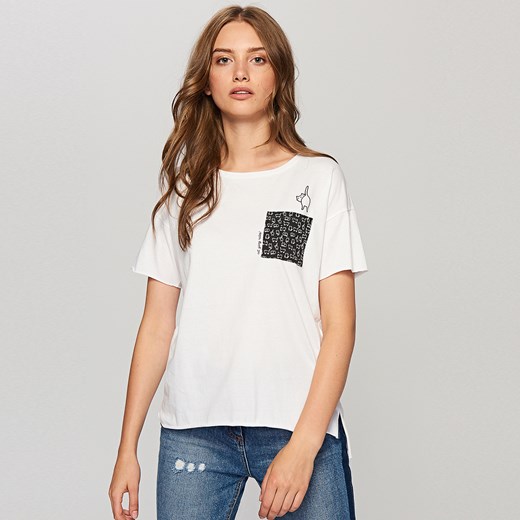 Reserved - Wzorzysta koszulka - Biały bialy Reserved XL 