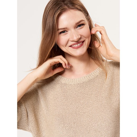 Mohito - Luźny sweter z ozdobnymi suwakami - Beżowy bezowy Mohito XS 