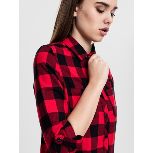 Ladies Turnup Checked Flanell Shirt Black Red TB1280