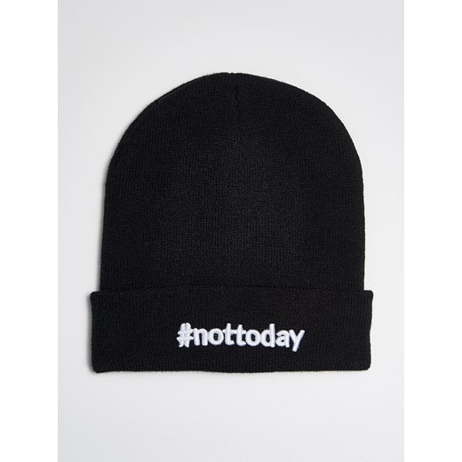 Sinsay - Czapka beanie not today - Czarny Sinsay czarny One Size 