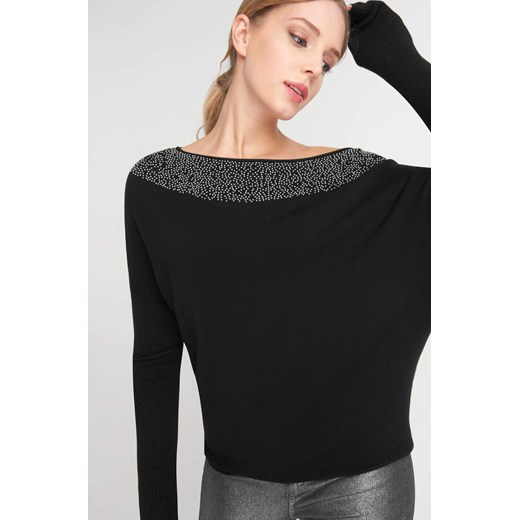 Nietoperzowy sweter z perełkami Orsay czarny M orsay.com