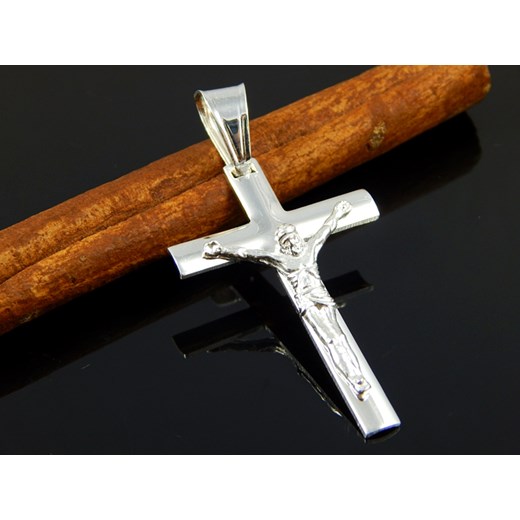 Duży srebrny krzyżyk krzyż na gruby łańcuch srebro 925 V007 Valerio.pl czarny  