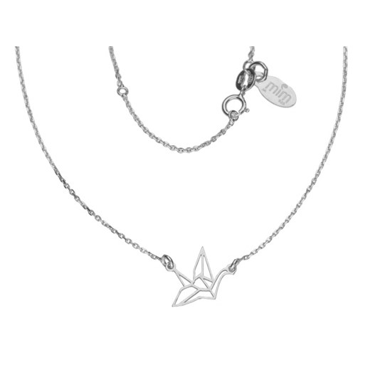 Delikatny rodowany srebrny komplet celebrytka origami łabędź ptak srebro 925 CEL101KS
