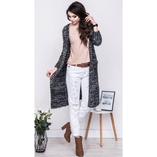 LOREN DŁUGI GRUBY SWETER KARDIGAN BLACK S/M L/XL Ligari