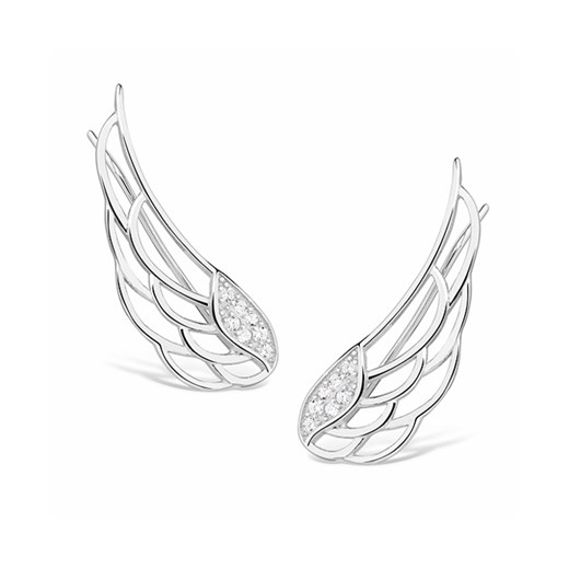 Eleganckie rodowane srebrne kolczyki nausznice skrzydła skrzydełka z cyrkoniami srebro 925 Z1438E