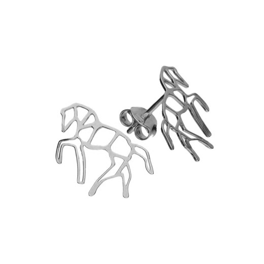 Delikatne rodowane srebrne kolczyki celebrytki origami koń konik srebro 925 CEL102ES
