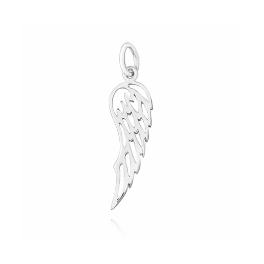 Delikatny rodowany srebrny wisiorek skrzydło anioła skrzydełko wing srebro 925 KS0157C